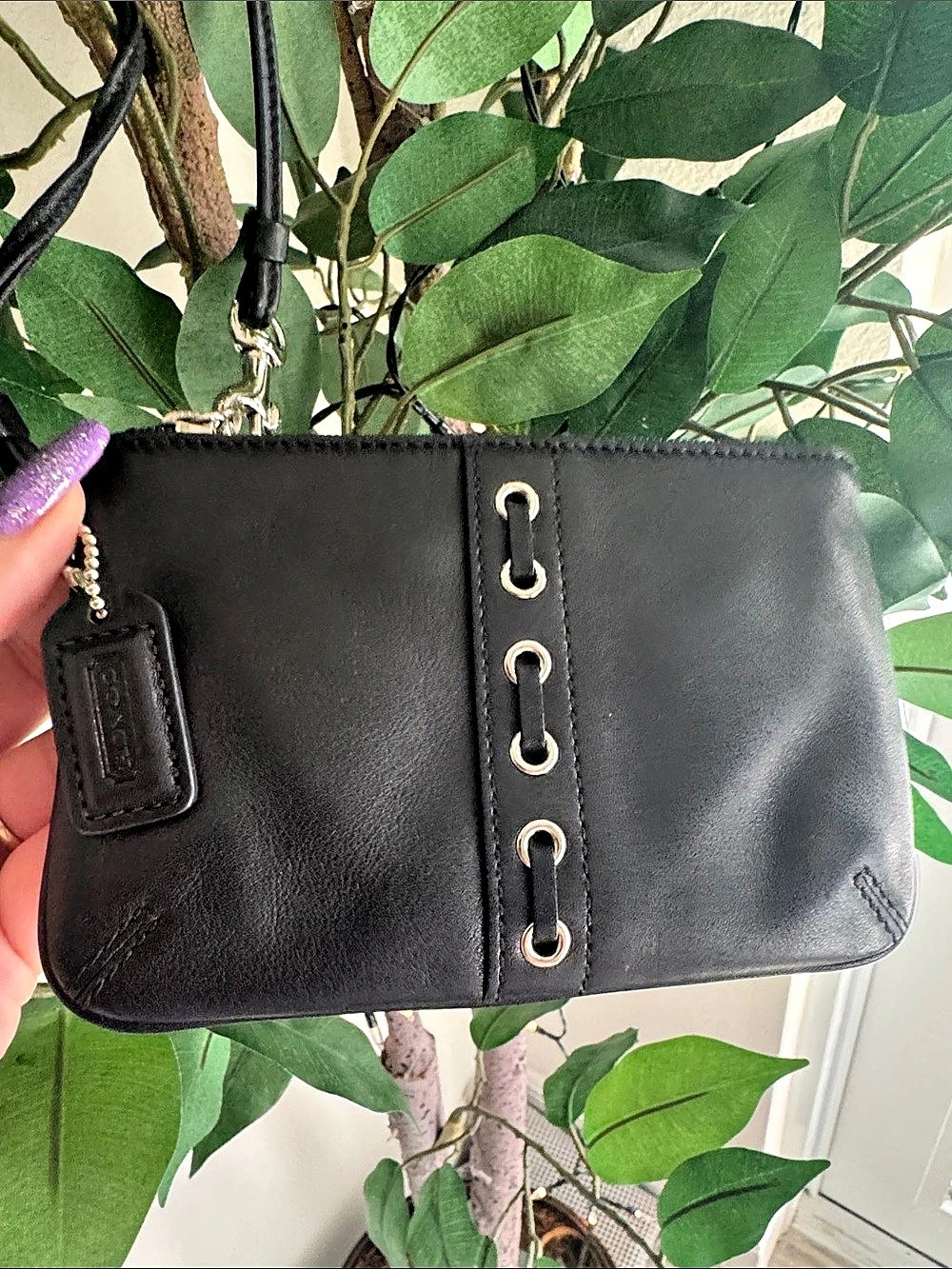 Coach Chelsea Laced Grommet Wristlet Black wristlet vintage